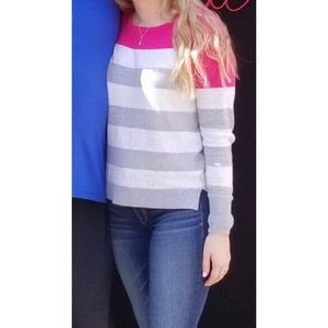 Pink, Grey, and White Color Blocked Sweater😍
